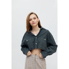 Recycled Raw Cropped Flannel Shirt