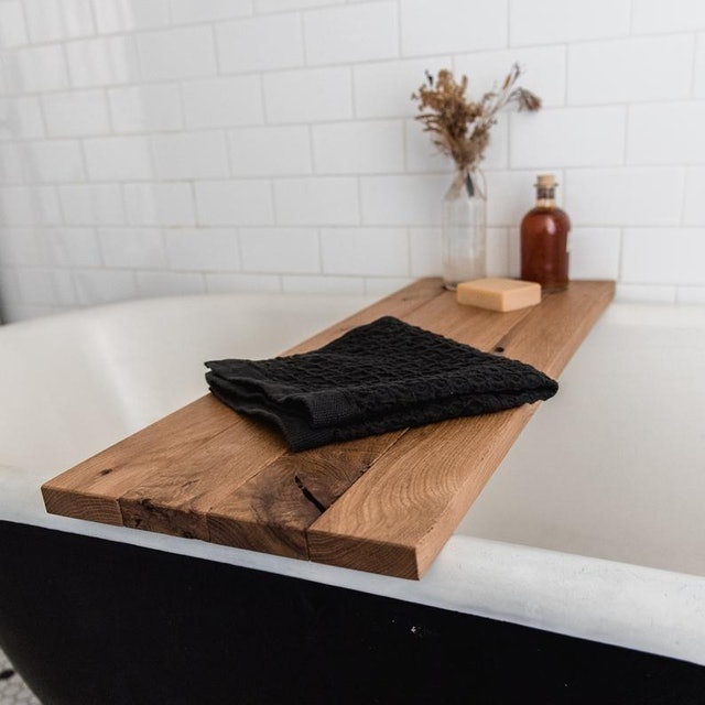 Sustainable Oak Wood Bath Tray 1
