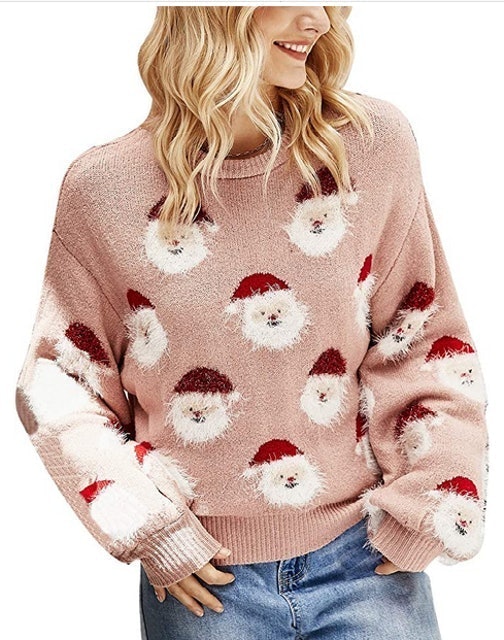 Knitted Fuzzy Santa Sweater  1