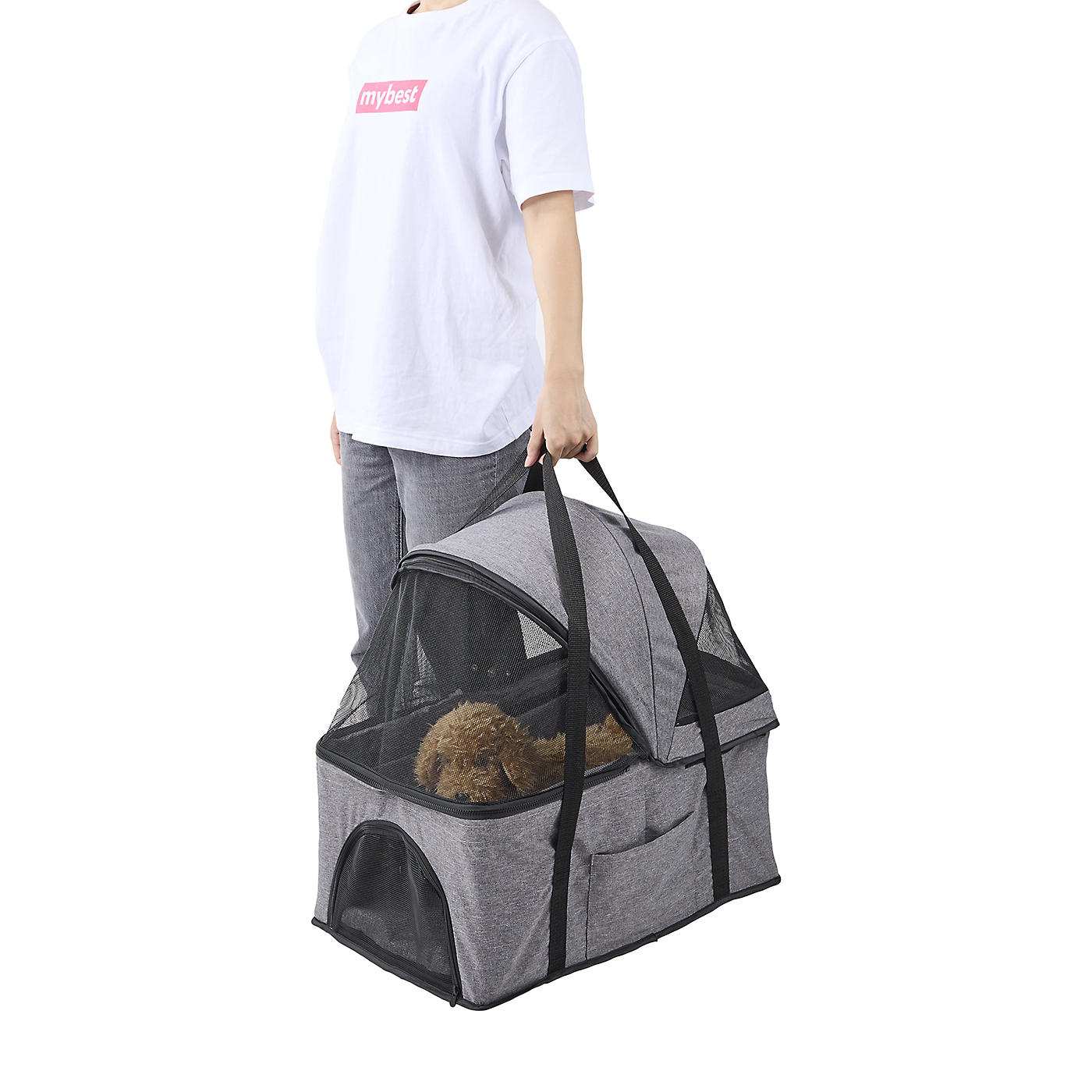 NChanmar Dog Stroller 3-in-1 Folding Dog Stroller 5