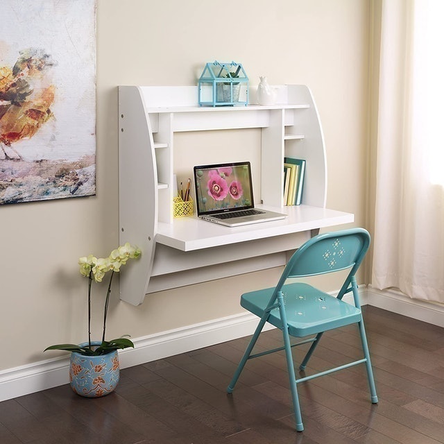 Wall Mounted Floating Desk with Storage 2