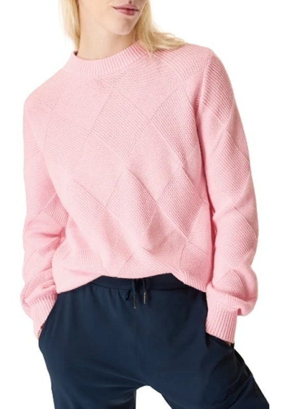 Diamond Knit Cotton & Wool Sweater 1