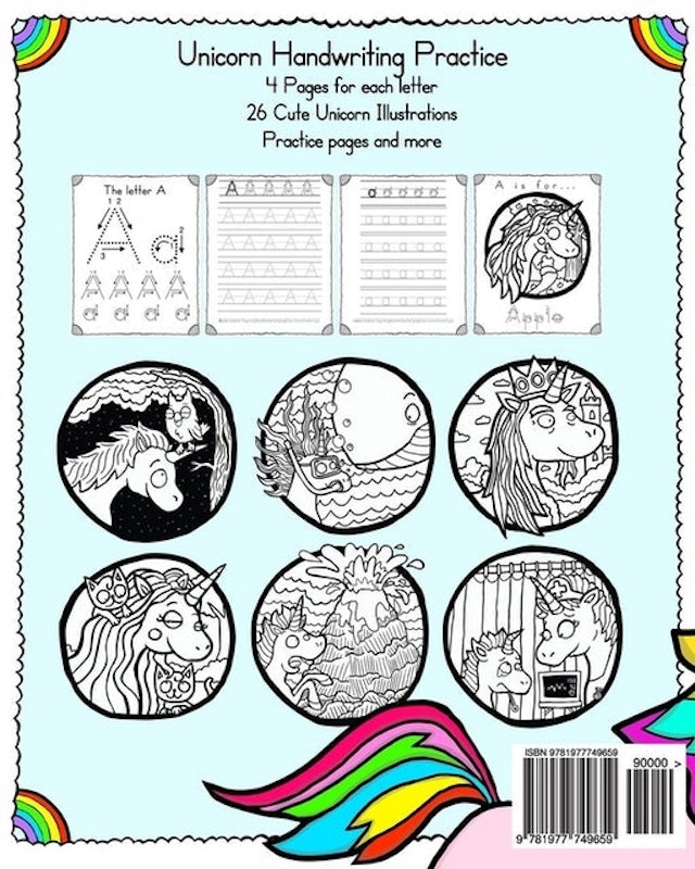 Unicorn Handwriting Practice: Letter Tracing Workbook 2