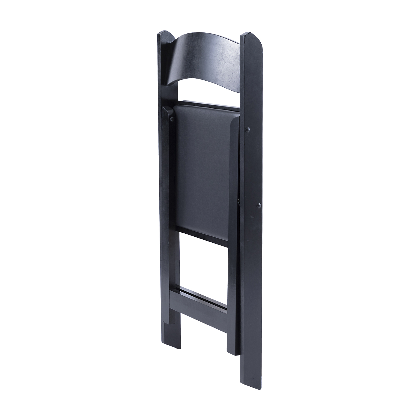 Hercules Series Black Wood Folding Chair with Vinyl Padded Seat 4