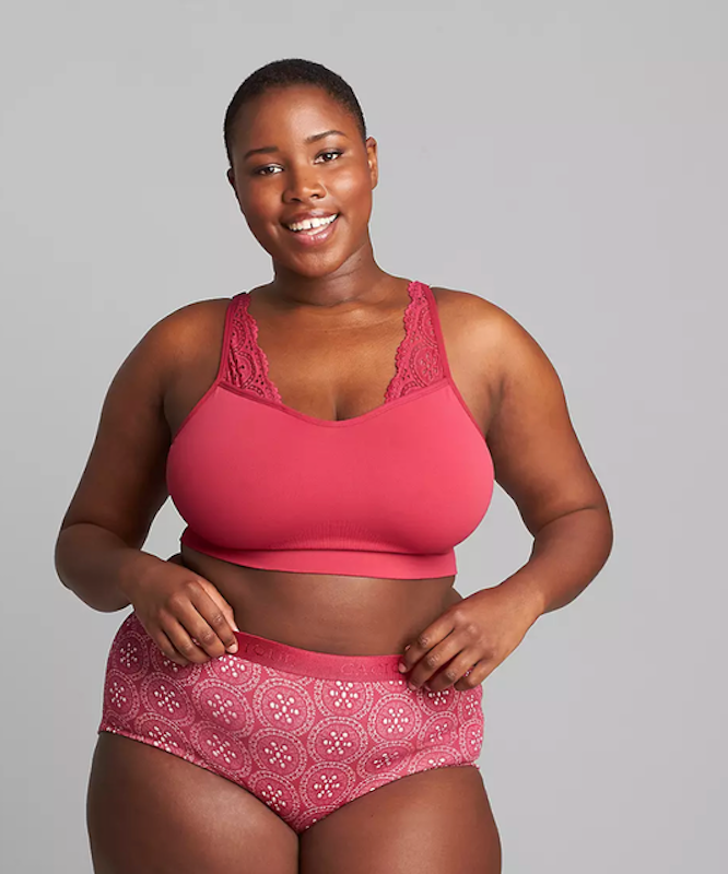 Seamless V-Neck Bralette With Lace Trim 1