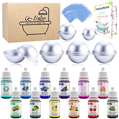 12 Pieces Bath Bomb Mold Set with 12 Soap Dye, Shrink Wrap Bags 1