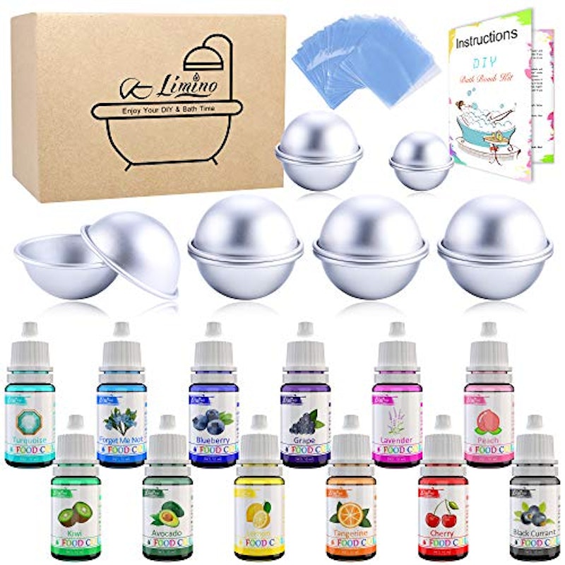 12 Pieces Bath Bomb Mold Set with 12 Soap Dye, Shrink Wrap Bags 1