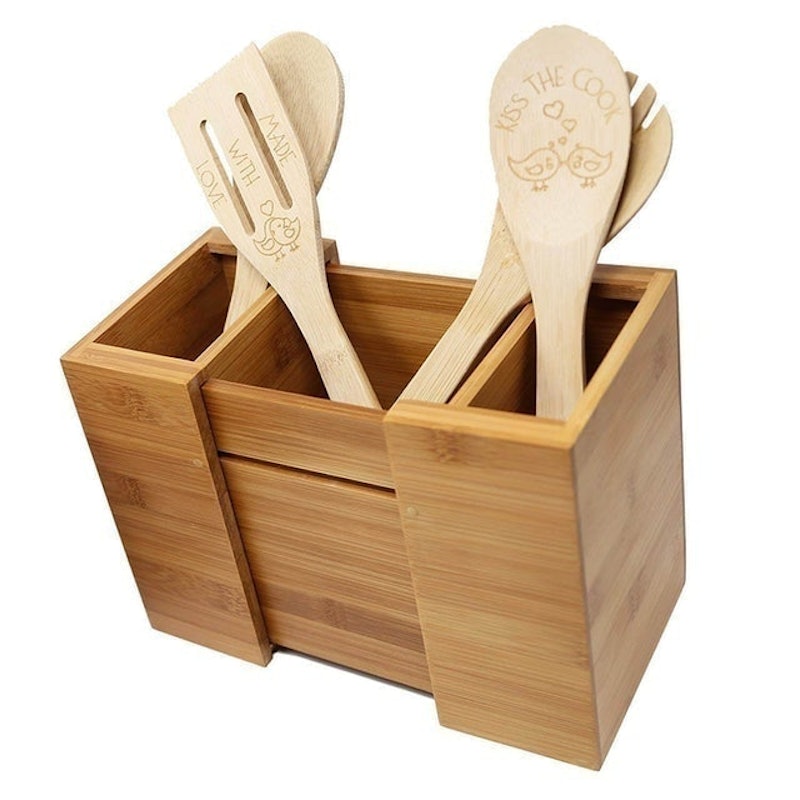 KAGURA BAMBOO Expandable Utensil Holder 1