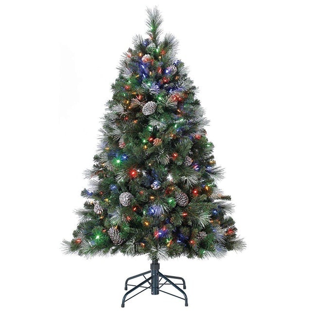 Lincoln 5-foot 300 LED Bulb Christmas Tree with Pine Cones and Glitter 1