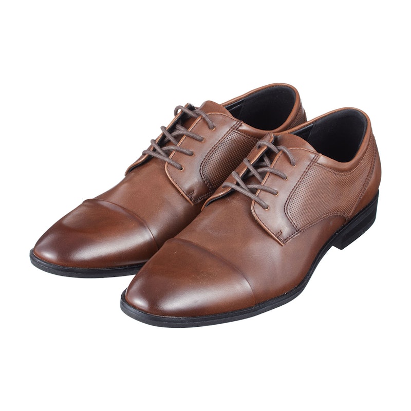 Faux-Leather Lace-Up Cap-Toe Dress Shoes 1