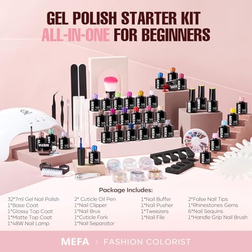 56 Pcs Gel Nail Polish Kit with UV Light 2