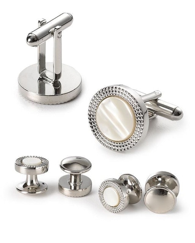 Engraved Circle Stud & Cufflink Set 1