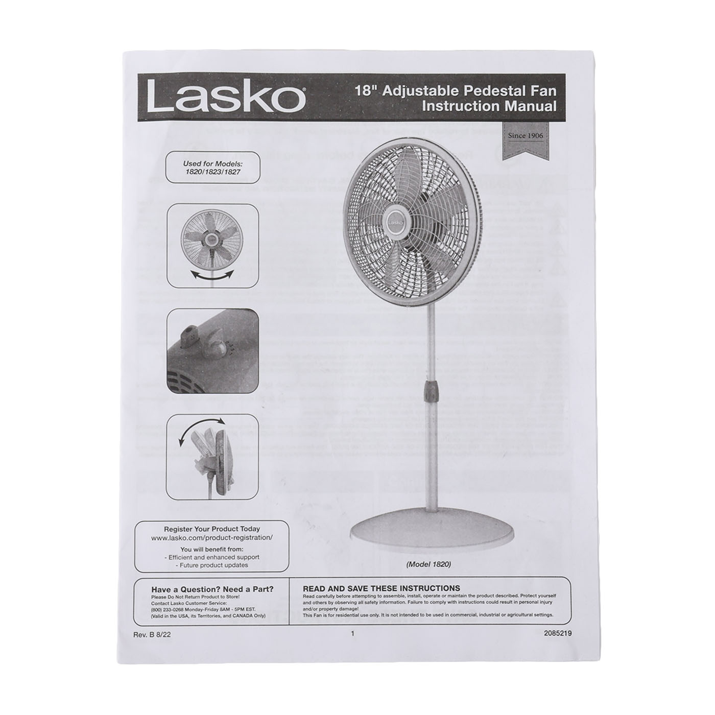 Oscillating Pedestal Fan with 3 Quiet Speeds 3