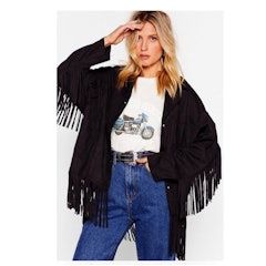 Swing By Faux Suede Fringe Jacket