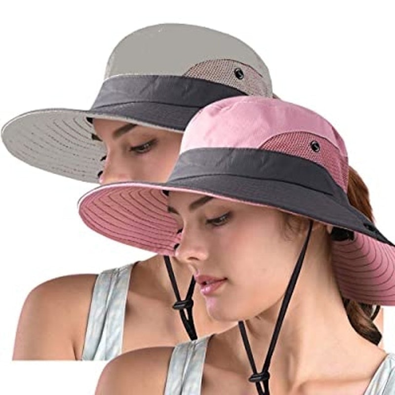 ZOORON Women's Ponytail Safari Sun Hat,Wide Brim UV Protection