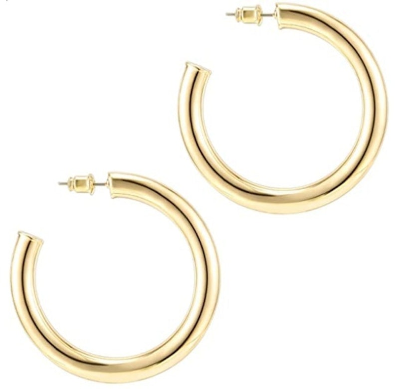 14K Gold-Colored Chunky Open Hoops 1