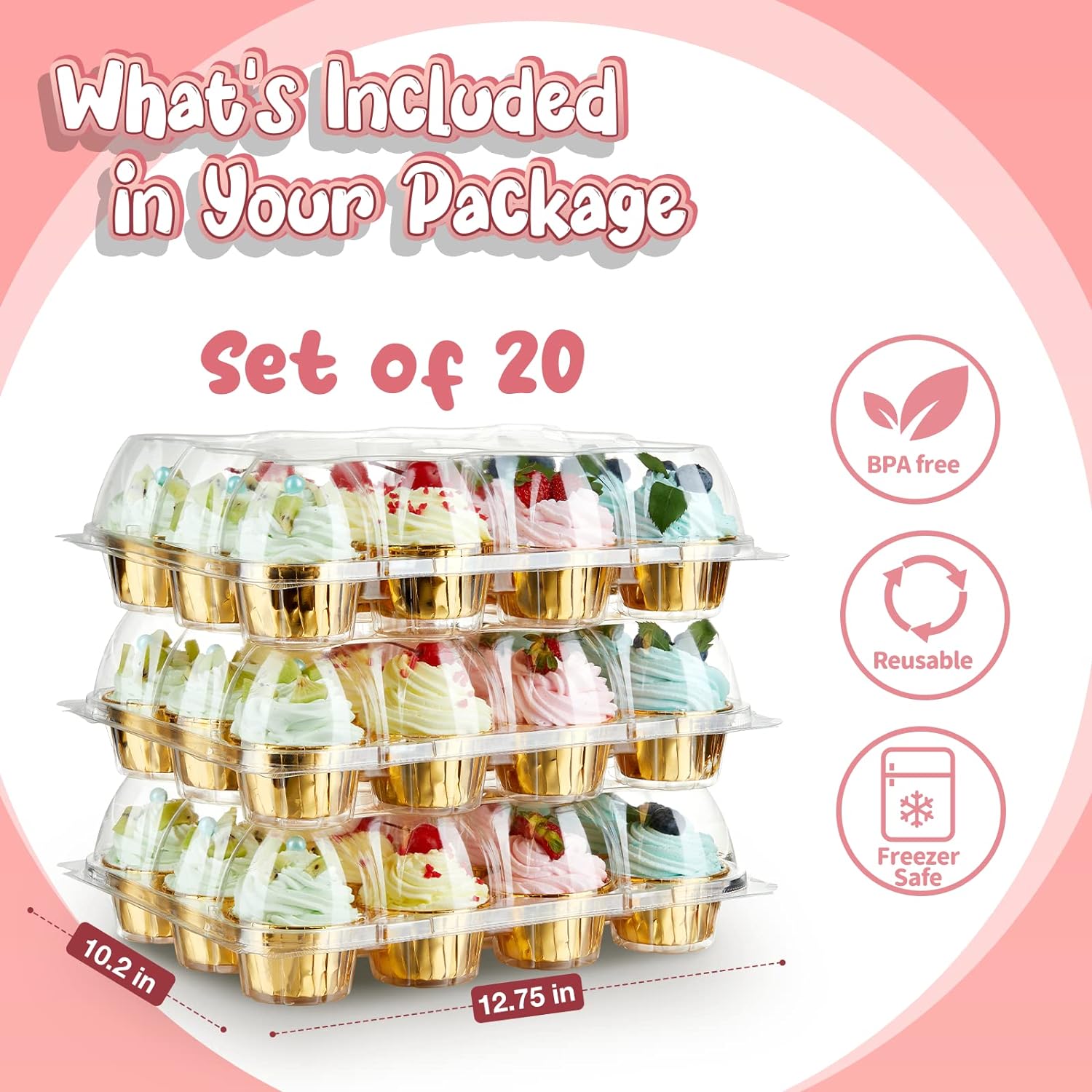 Stackable Cupcake Carrier with 240 Pack Cupcake Liners 2