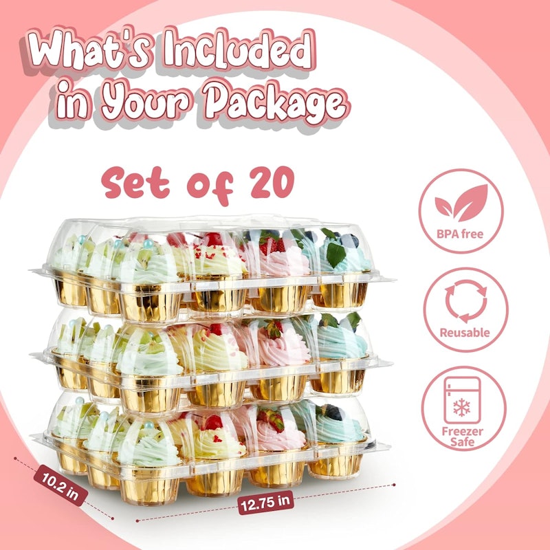 Stackable Cupcake Carrier with 240 Pack Cupcake Liners 2