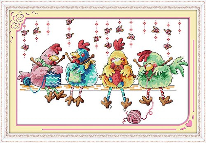 Stamped Cross Stitch Kits - Chicken Knitting 1