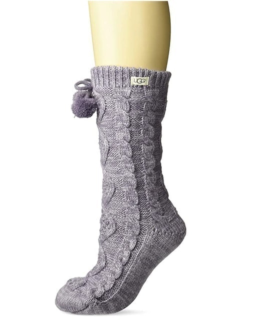 Pom Fleece Lined Crew Sock 1
