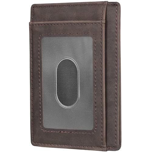 Front Pocket Minimalist Leather Slim Wallet RFID Blocking 2