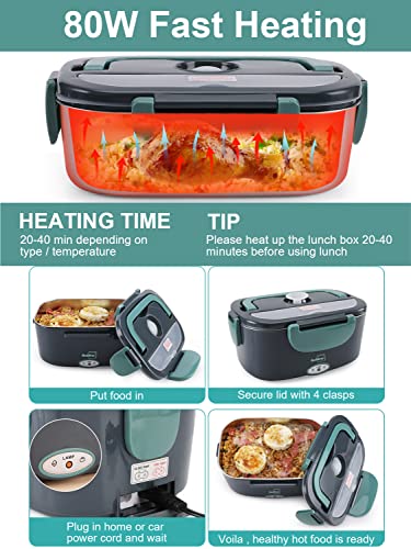 Electric Lunch Box 80W Food Heater for Adults 2