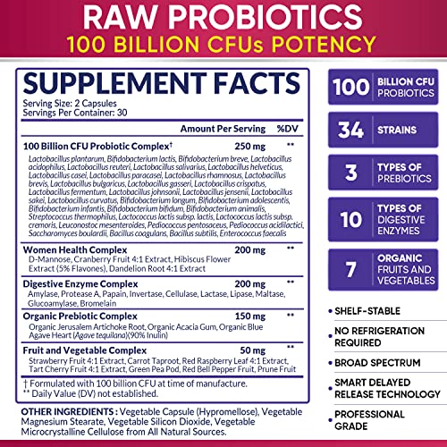 Dr. Formulated Raw Probiotics for Women 100 Billion CFUs with Prebiotics 2