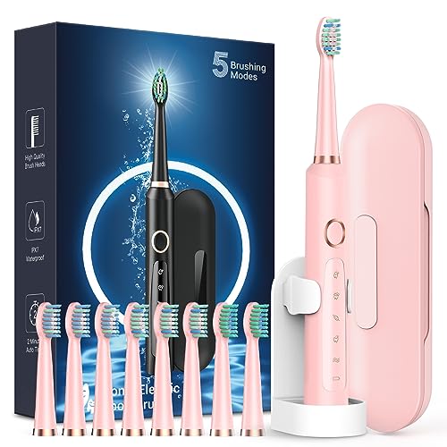 Sonic Electric Toothbrush for Adults, Rechargeable Electric Toothbrushes with 8 Brush Heads & Holder 1