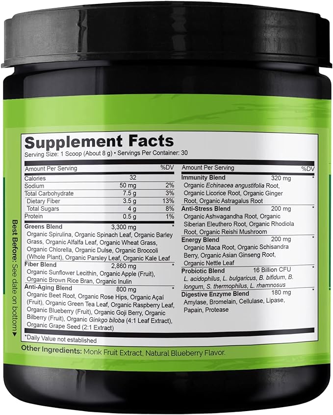 Raw Greens Superfood Powder, Organic Superfood Blend 2