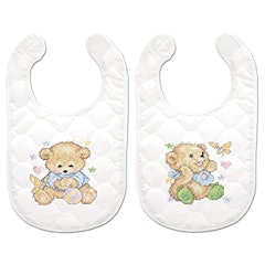 Bears Stamped for Cross Stitch Baby Bibs Kit