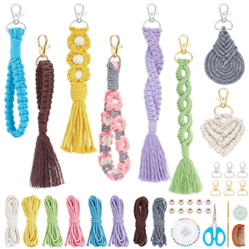 8 Set DIY Macrame Wristlet Keychain Kits for Adults 1
