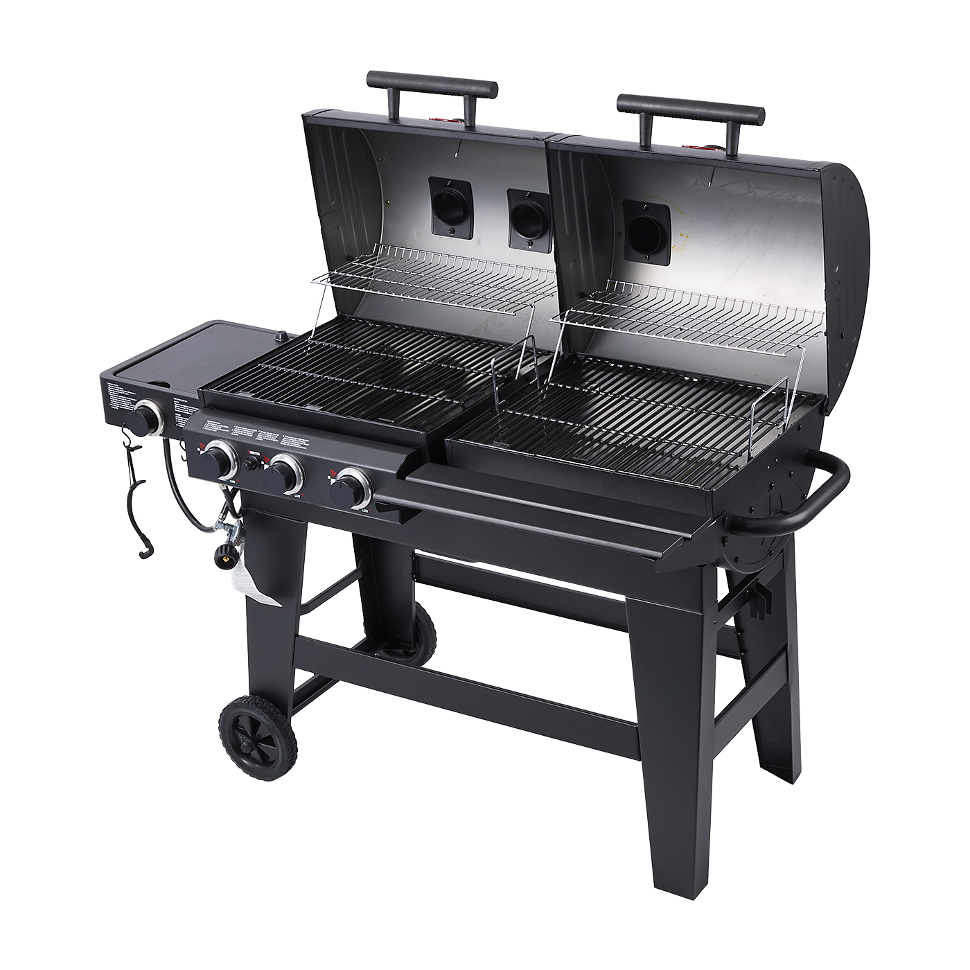 Double Play 3-Burner Gas and Charcoal Grill 2