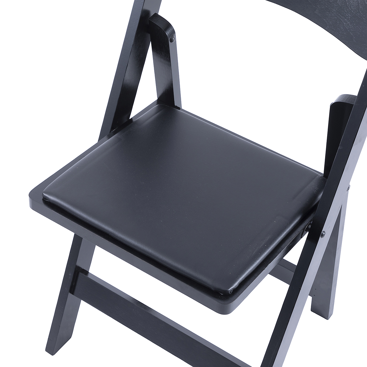Hercules Series Black Wood Folding Chair with Vinyl Padded Seat 5