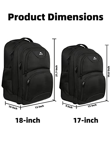 Rolling Backpack, 17 inch Water Resistant Wheeled Laptop Backpack 2