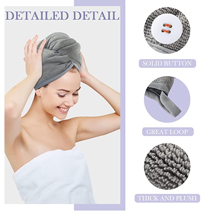 Microfiber Hair Towel Wrap, 2 pack 2