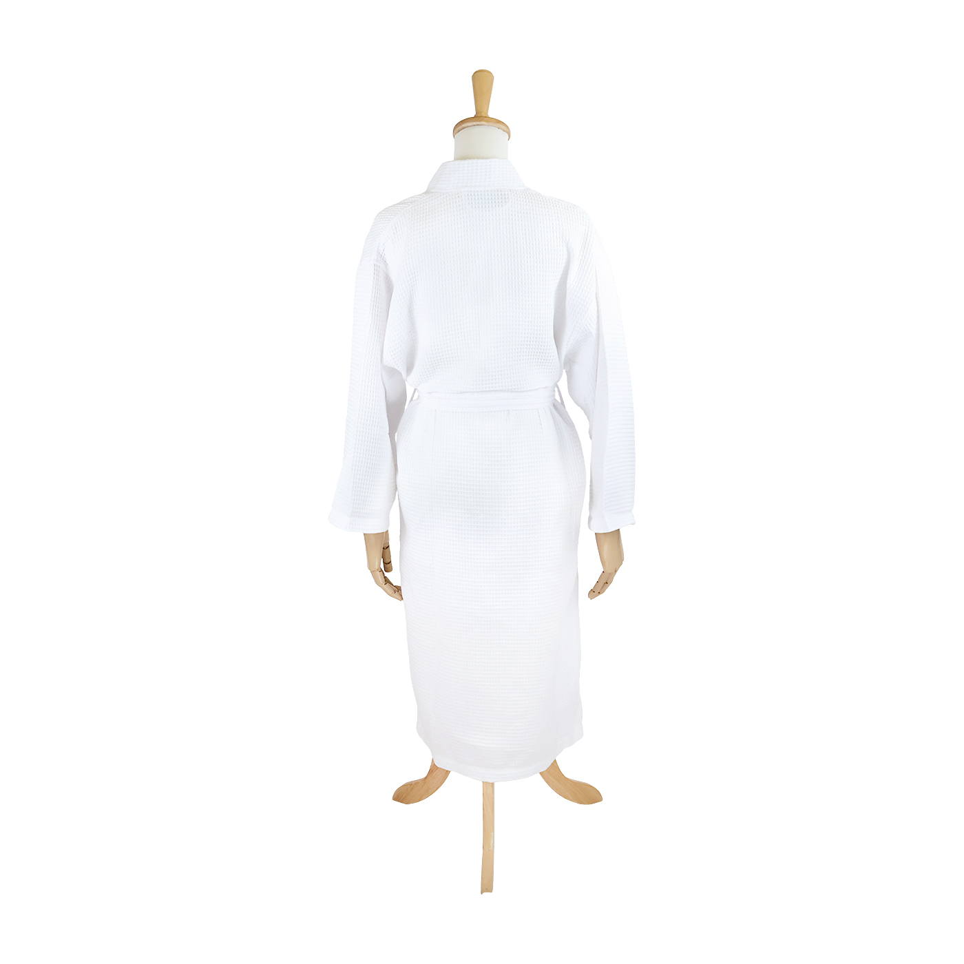 Waffle Kimono White Long Robe Square Pattern 2