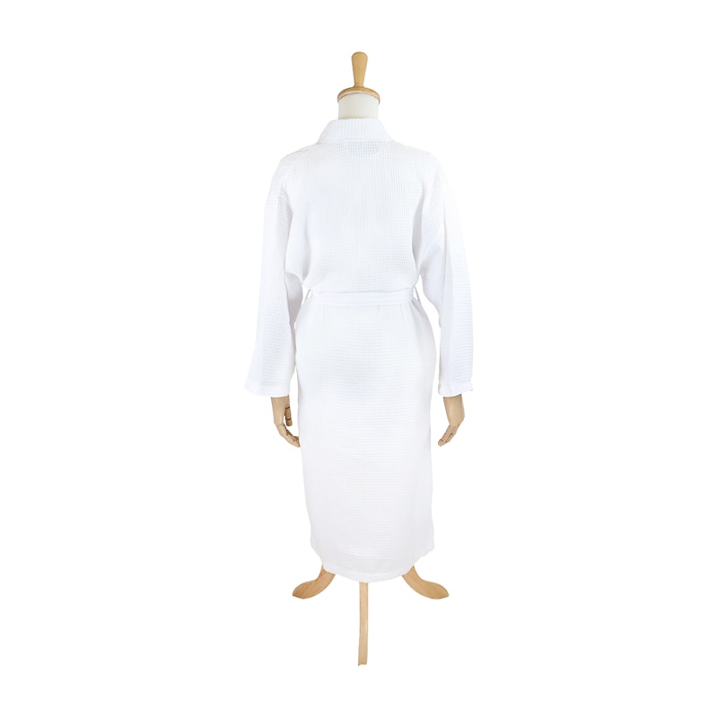 Waffle Kimono White Long Robe Square Pattern 2