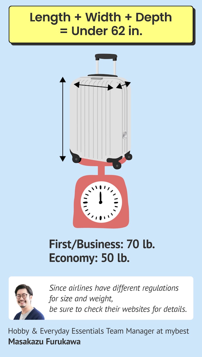 Keep the Total Dimensions under 62 Inches and the Weight within 50 Pounds. Check the Website for More Details!